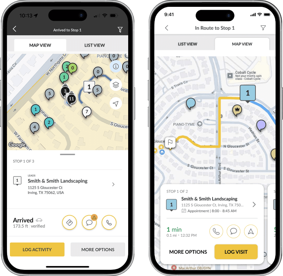 Map view with nearby records — before and after