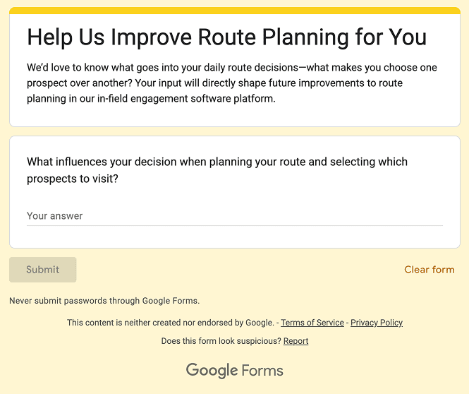 User survey results